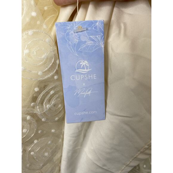Cupshe Halter Dress Sz M Madison Ivory Lace Lined Open Back Beach Wedding NWT - Picture 9 of 13